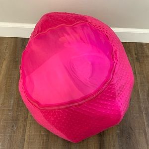 Pink zipper storage beanbag pouch for stuffed animals